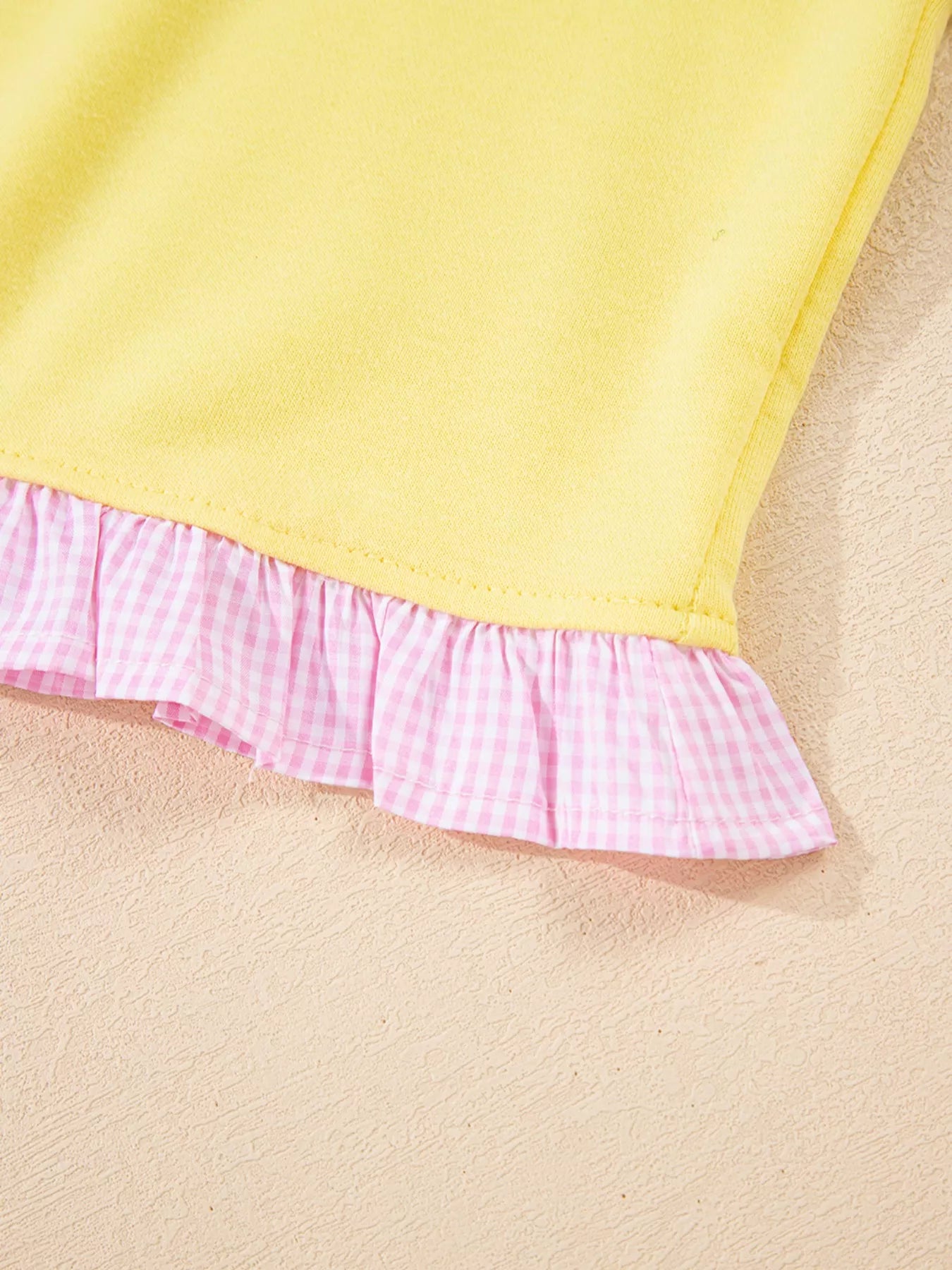 Contrast Frill Hem Round Neck Top and Shorts Set - Maria de Fatima Andrade