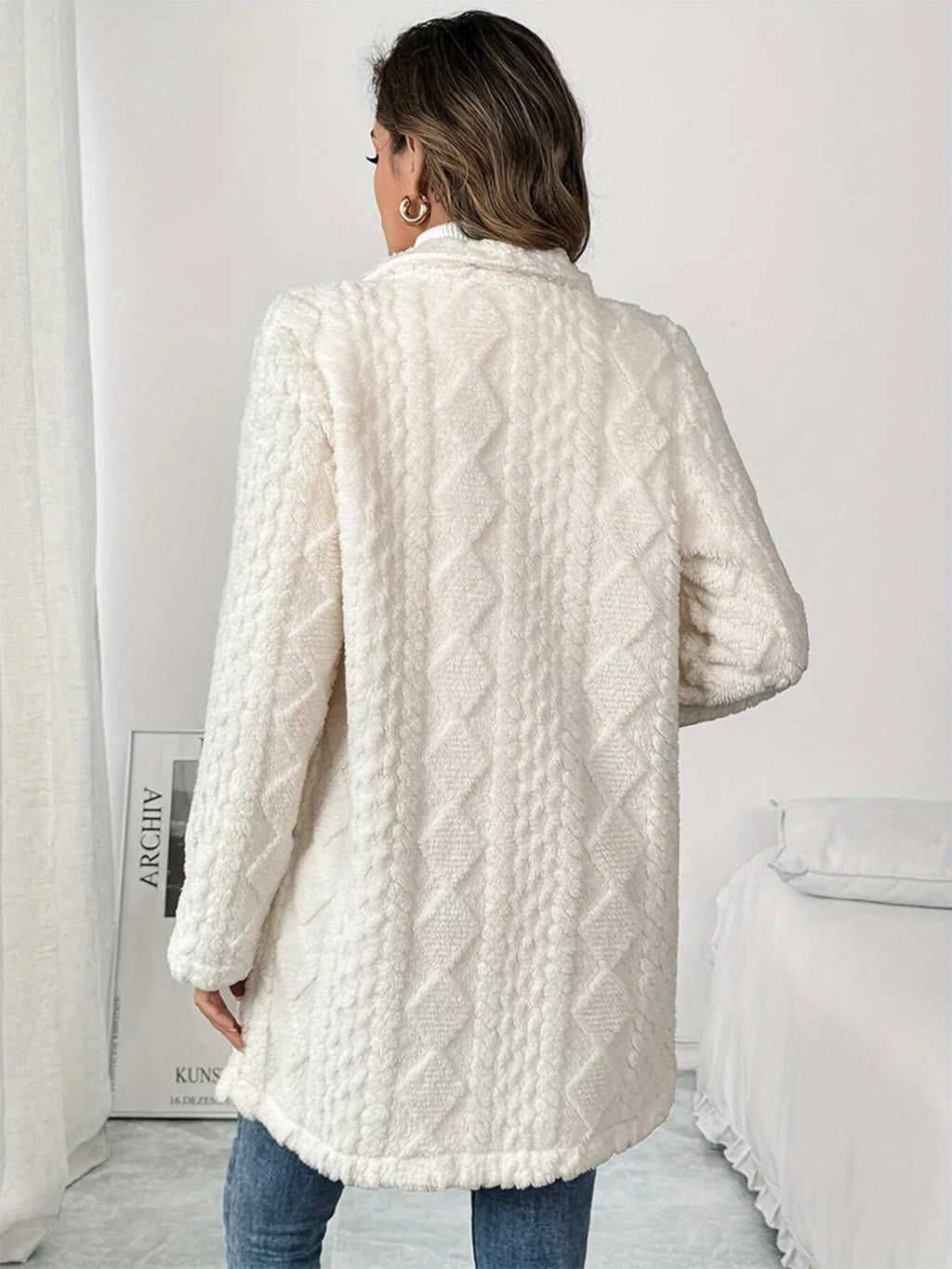 Fleece Double-Breasted Longline Coat - Maria de Fatima Andrade