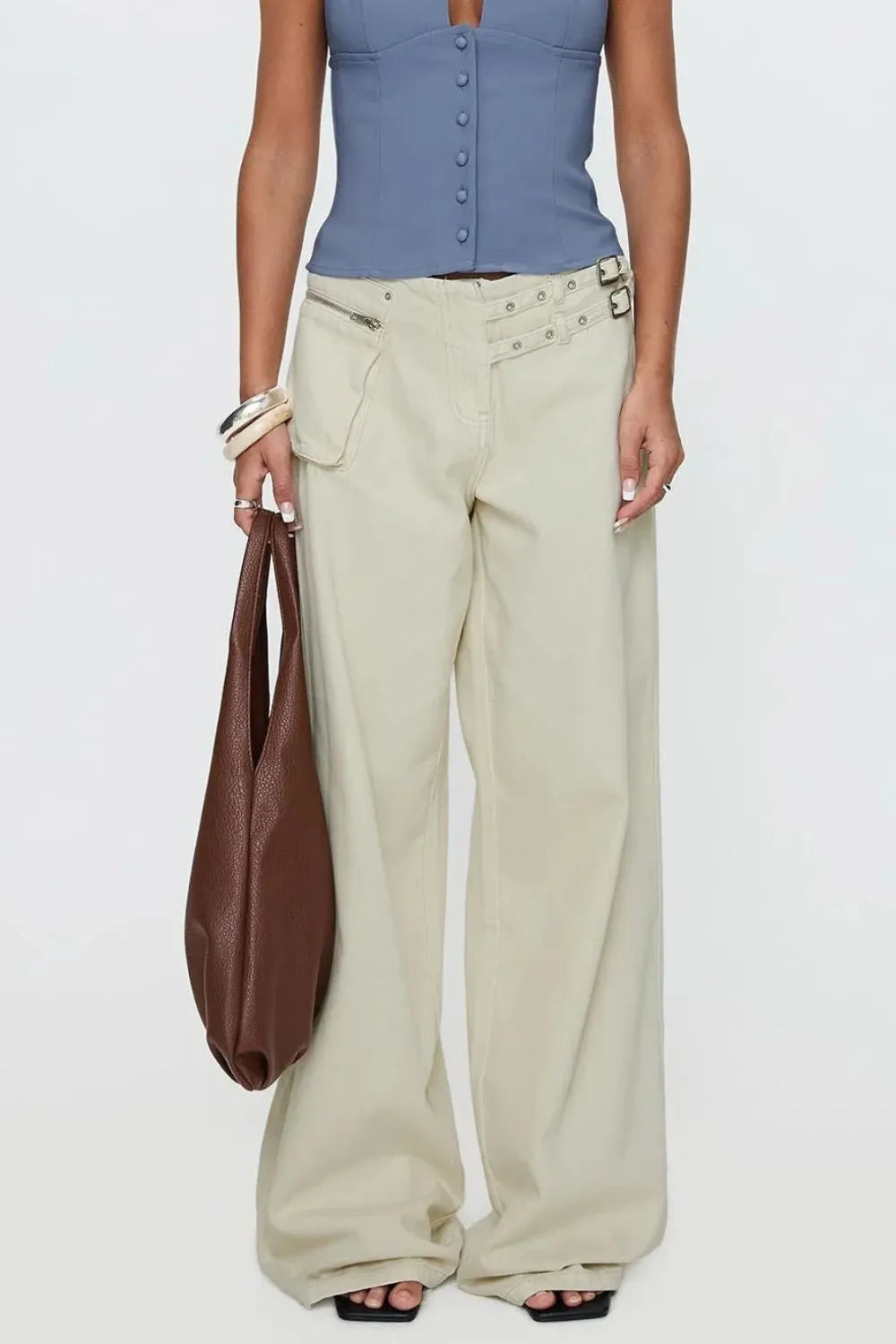 Wide Leg Jeans with Pockets - Maria de Fatima Andrade