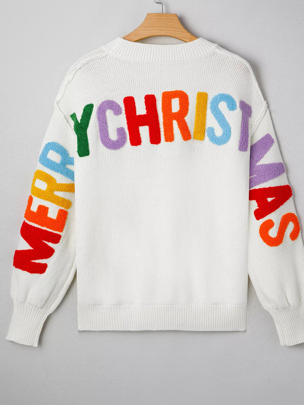 HOHOHO MERRY CHRISTMAS Drop Shoulder Holiday Sweater - Maria de Fatima Andrade