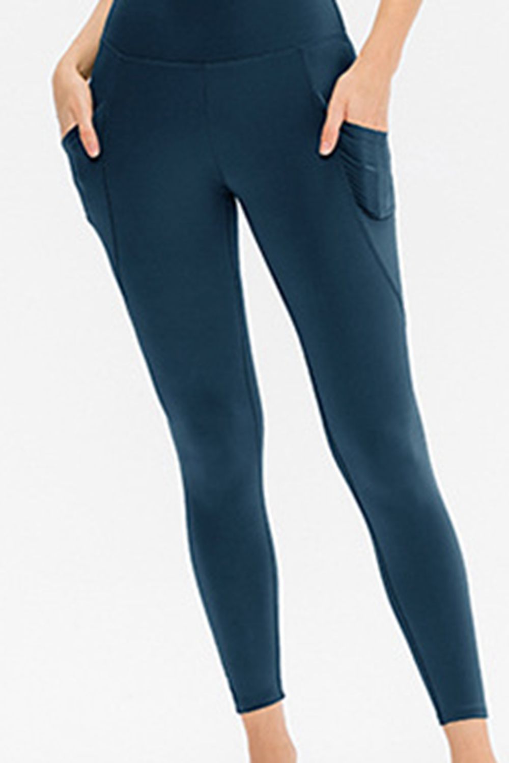 Slim Fit Long Active Leggings with Pockets - Maria de Fatima Andrade