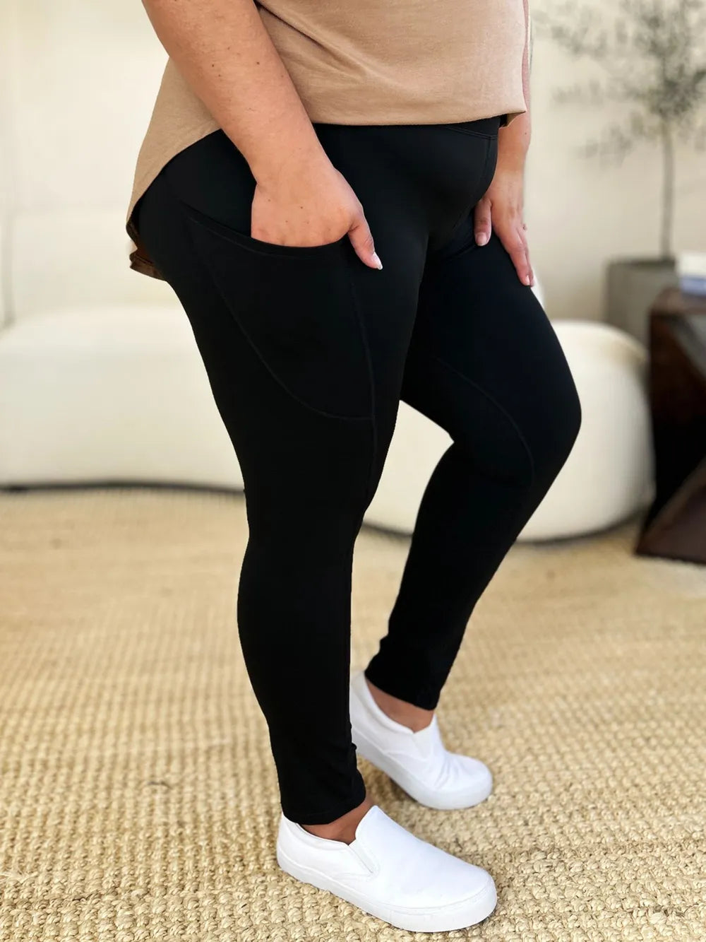 Wide Waistband Sports Leggings - Maria de Fatima Andrade