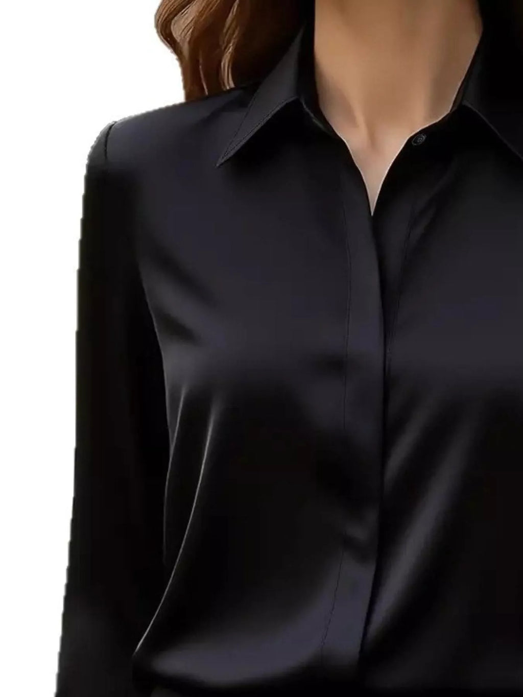 Button Down Collared Neck Long Sleeve Shirt - Maria de Fatima Andrade