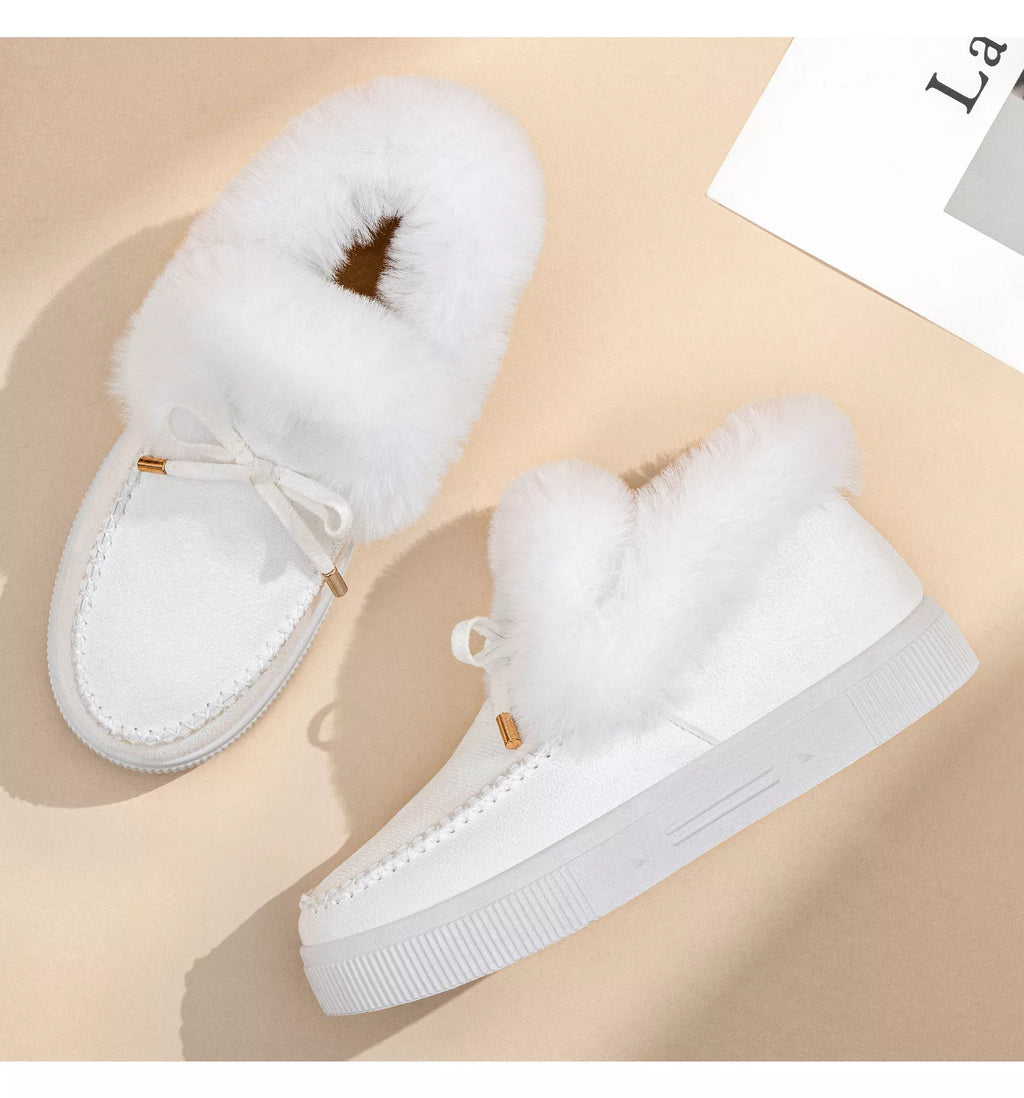 Fuzzy Round Toe Slip-Ons - Maria de Fatima Andrade