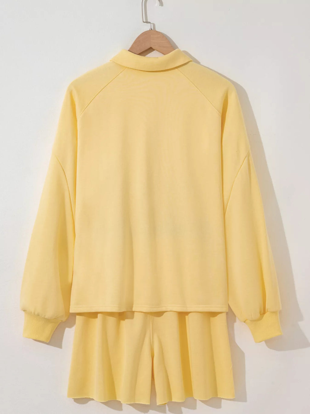Button Collar Drop Shoulder Top and Shorts 2pcs Set - Maria de Fatima Andrade